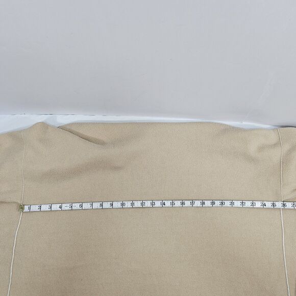 Eileen Fisher Organic Cotton TENCEL™ Knit Cardigan Beige L Open Front Pockets - Picture 5 of 8